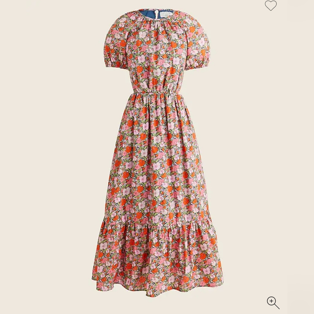 J. Crew Side-Cutout Organic Cotton Dress In Liberty Meadow Song Fabric Floral